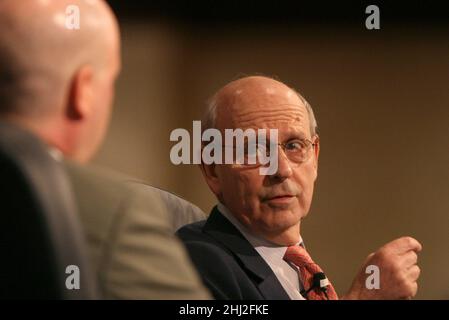 29 March 2007 - Washington, DC - Supreme Court Associate Justice Stephen Breyer participates in a question and answer session led by Wall Street Journal reporter Jess Bravin at the American Society of Newspaper Editors Conference. Photo Credit: Kristoffer Tripplaar/Sipa USA/0704031412 Stock Photo