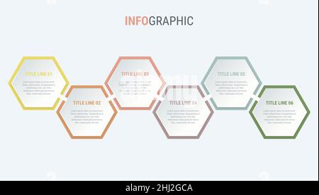 Vintage colors diagram, infographic template. Timeline with 6 steps. Honeycomb  workflow process for business. Vector design. Stock Vector