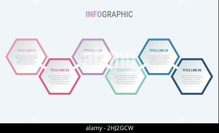Vintage colors diagram, infographic template. Timeline with 6 steps. Honeycomb  workflow process for business. Vector design. Stock Vector