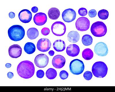 Hand painted bright colorful texture of multicolored bubbles. Decorative paper template. Design element for poster, banner, card, scrapbook. Bubble ba Stock Photo