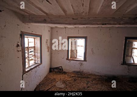 Abandoned house, view of the room inside. Stock Photo