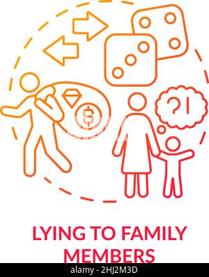 Lying to family members red gradient concept icon Stock Vector