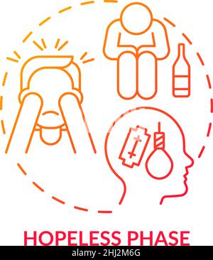 Hopeless phase red gradient concept icon Stock Vector
