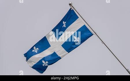 Quebec Flag in L'Ancienne Lorette, Quebec Canada Stock Photo