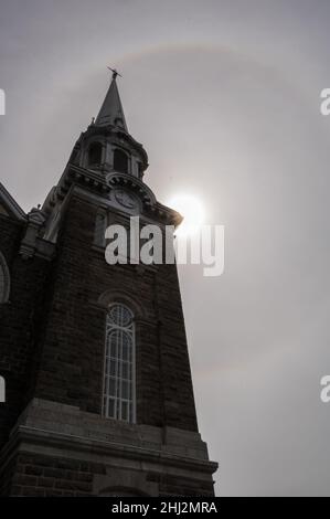 Clocher Notre Dame de L'annonciation, L'Ancienne Lorette, Quebec, Canada Stock Photo