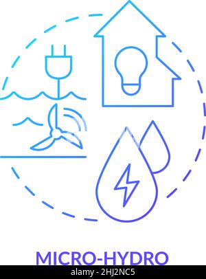 Micro hydro blue gradient concept icon Stock Vector