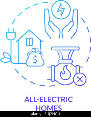 All electric homes blue gradient concept icon Stock Vector