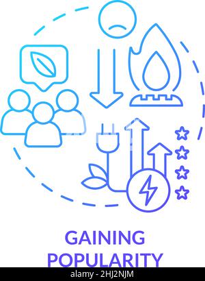 Gaining popularity blue gradient concept icon Stock Vector