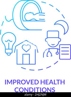 Improved health conditions blue gradient concept icon Stock Vector