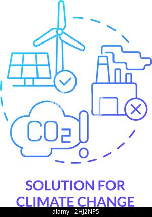 Solution for climate change blue gradient concept icon Stock Vector