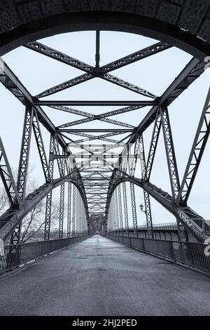 Old Harburg Elbe Bridge, dreary winter weather, Harburg, Hamburg, Germany Stock Photo