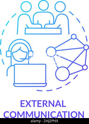 External communication blue gradient concept icon Stock Vector