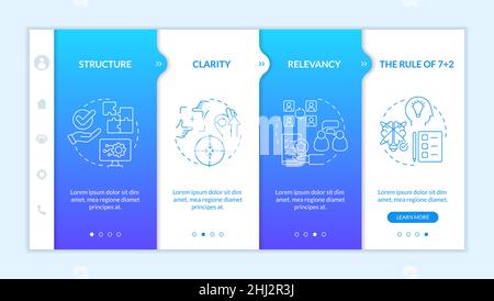 Business communication must-haves blue gradient onboarding template Stock Vector