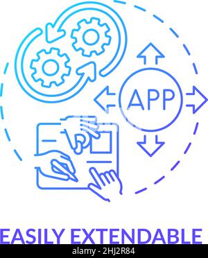Easily extendable blue gradient concept icon Stock Vector