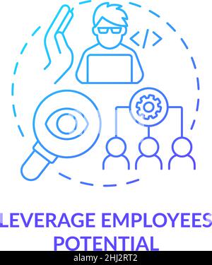 Leverage employees potential blue gradient concept icon Stock Vector
