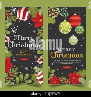 flat christmas vertical banners set abstract design vector illustration Stock Vector