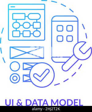 UI and data model blue gradient concept icon Stock Vector