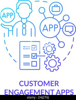 Customer engagement apps blue gradient concept icon Stock Vector