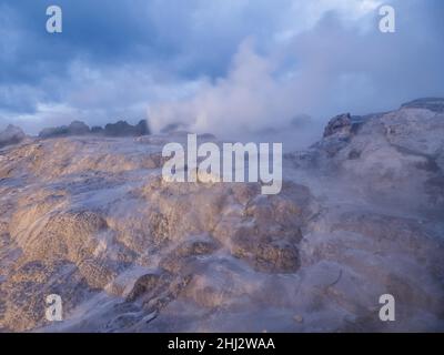 Active geothermal field, Whakarewarewa Thermal Valley, Rotorua, New Zealand Stock Photo