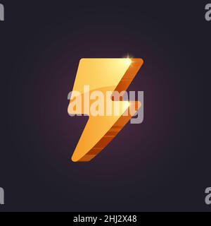 Vector casual game power icon. Isolated golden symbol. GUI UI for web or app. Interface element Stock Vector