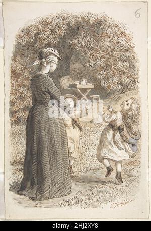 A Mother and Two Children Playing Blind Man's Bluff 1835–1903 Lorenz Frølich Danish. A Mother and Two Children Playing Blind Man's Bluff  335376 Stock Photo