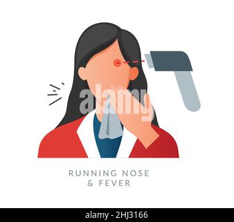 Covid 2019-nCoV Symptoms - High Temperature Fever - Icon as EPS 10 File Stock Vector