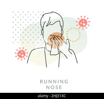 Running Nose - Always Use Tissue while Sneezing  - Icon as EPS 10 File Stock Vector