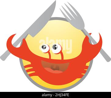 Happy hungry crab Stock Vector