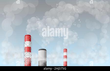Industrial Pollution Smoke from Chimney - Illustration as EPS 10 File Stock Vector