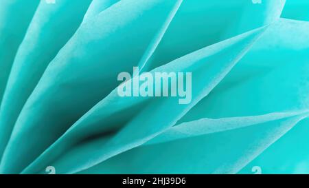 Abstract blue background with geometric patterns close-up. Turquoise geometric background from thin tissue macro photography. Stock Photo