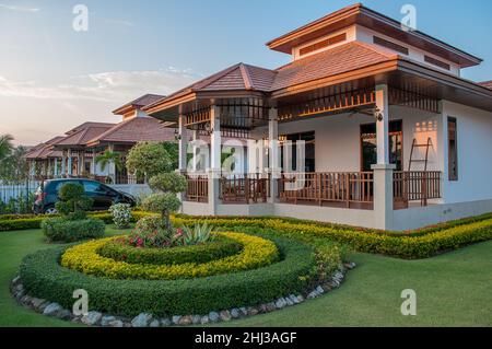 Manora Village in Khao Tao is one of many gated communities in the Hua Hin area of Thailand. Many expats invest in real estate in Hua Hin. Stock Photo