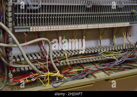 Old fuse box with cable harnesses, symbol picture Stock Photo