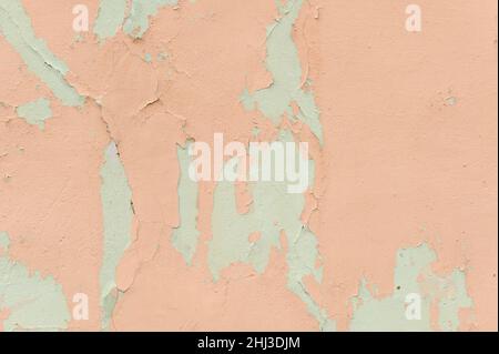 Old painted peach wall background copyspace Stock Photo