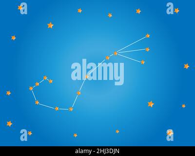 Scorpio constellation in blue night sky, zodiac sign, modern ...