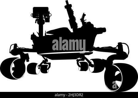 Mars rover curiosity in black and white colors usolated. Vector illustration. Stock Vector