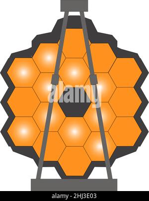 James Webb Space Telescope front view isolated on white. Vector illustration. Stock Vector