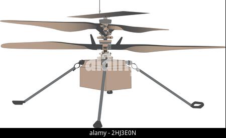 Mars helicopter Ingenuity logo in color. First helicopter on mars concept. Vector illustration. Stock Vector
