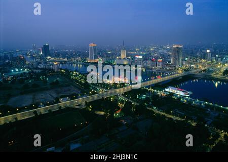 Overview of Cairo and the Nile River from Cairo Tower at Night Egypt ...