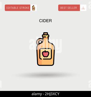Apple cider vinegar Icon simple flat vector symbol outline collection ...
