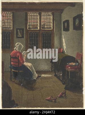 A Woman Reading, after Pieter Janssens Elinga 1846–47 François Bonvin French. A Woman Reading, after Pieter Janssens Elinga  333797 Stock Photo