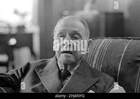 British writer William Somerset Maugham photographed at home. April 1959. Stock Photo