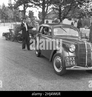 6th Form pupils of Bournemouth Grammar School seen here parking the car after driving to school. 16th July 1960 Stock Photo