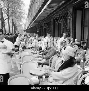 Cafe scenes in central Paris, France. Picture taken 13th May 1960, ahead of the  Big Four  East-West summit on 17th May, which would end in failure due to disagreements over the U2 spy plane which was shot down a couple of weeks earlier. Stock Photo