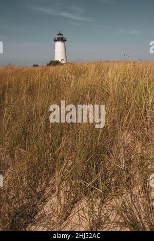 Edgartown lighthouse in Martha's Vineyard on sunny summer day on coast Stock Photo