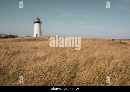 Edgartown lighthouse in Martha's Vineyard on sunny summer day on coast Stock Photo