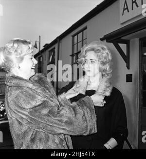 The British delegation to the Punta del Este International Film Festival at which the official British entry is 'Conspiracy of Hearts', left London Airport for Uruguay. L-R Mary Peach and Liz Fraser.  19th January 1961. Stock Photo