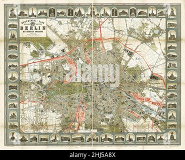 Straube Monumental-Plan der Reichshauptstadt Berlin 1896. Stock Photo