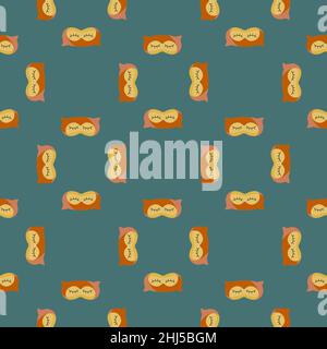Owl orange color geometric seamless pattern on green background. Children graphic design element for different purposes. Flat vector illustration. Stock Vector