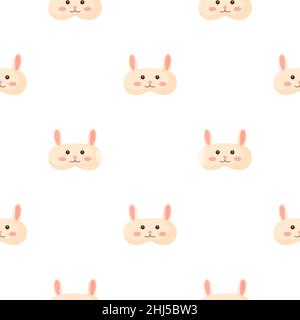 Rabbit geometric seamless pattern on white background. Children graphic design element for different purposes. Flat vector illustration. Stock Vector