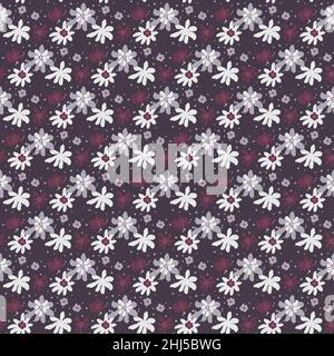 Vintage seamless pattern with light blue flowers ornament. Abstract ditsy backdrop. Vector illustration for seasonal textile prints, fabric, banners, Stock Vector